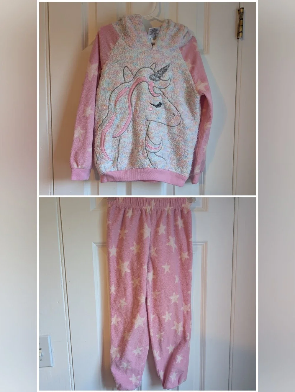 Saint Eve Kids Unicorn Fleece Hooded Pajamas Set Size XS (5 / 6)